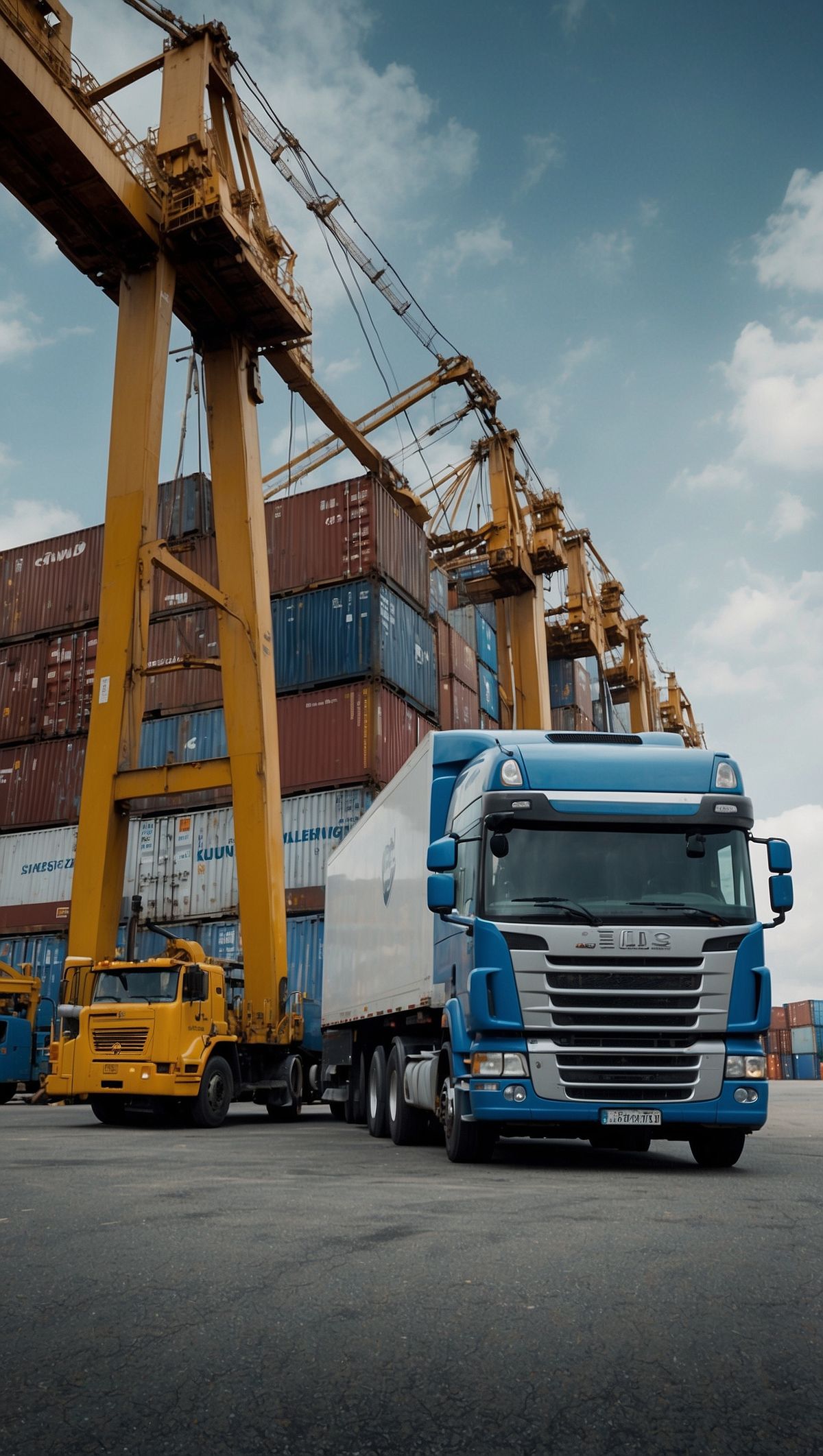 Cargo truck being loaded at a distribution centre